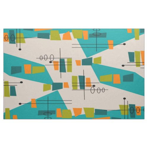 Mid_Century Modern Atomic Teal Abstract Placemat Fabric