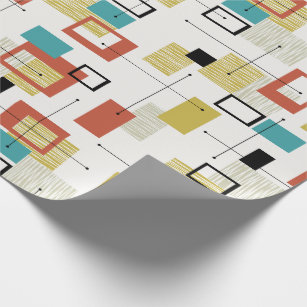 Mid Century Modern Retro Botanical Gray Beige Wrapping Paper Sheets, Zazzle