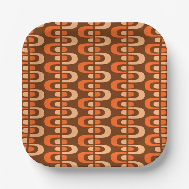 Mid-Century Modern Atomic Zipper Pattern Paper Plates (Front)
