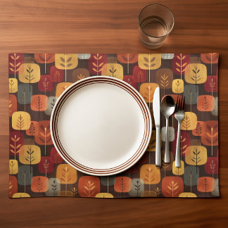 Mid-Century Modern Autumn Forest Cloth Placemat