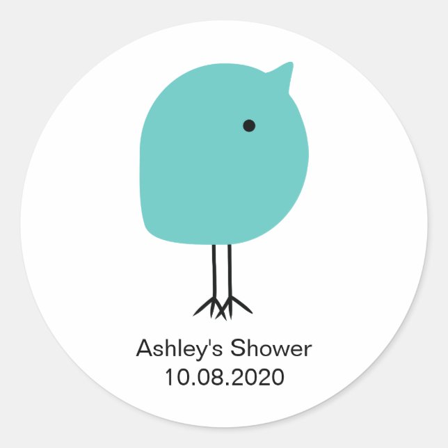 Mid-Century Modern Baby Chick Sticker for Shower (Front)