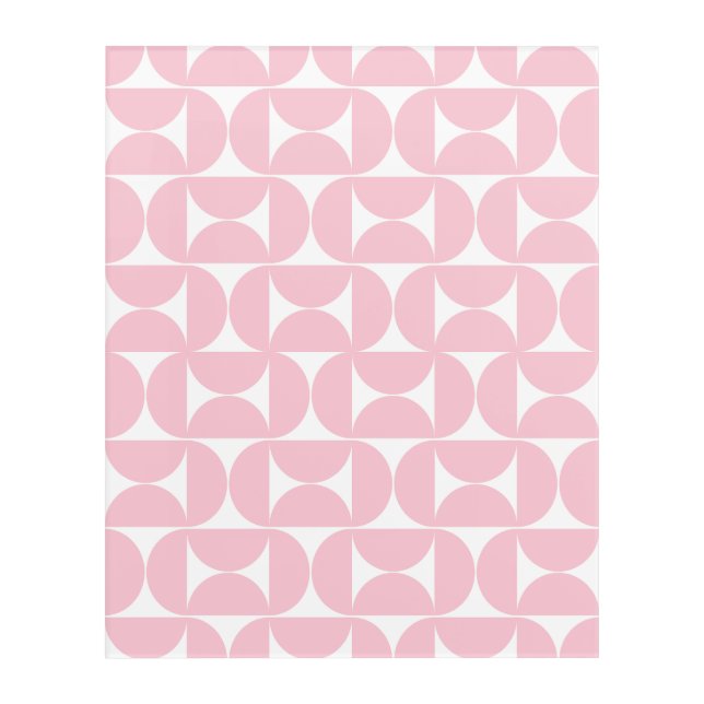 Mid Century Modern Baby Pink And White Pattern Acrylic Print (Front)