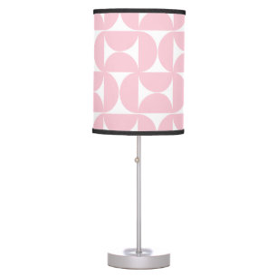 Mid Century Modern Baby Pink And White Pattern Table Lamp