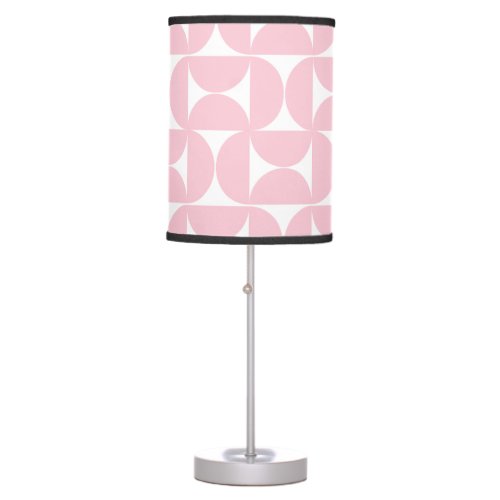 Mid Century Modern Baby Pink And White Pattern Table Lamp