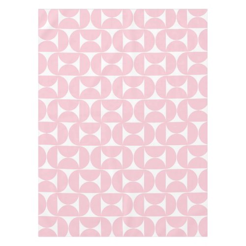 Mid Century Modern Baby Pink And White Pattern Tablecloth