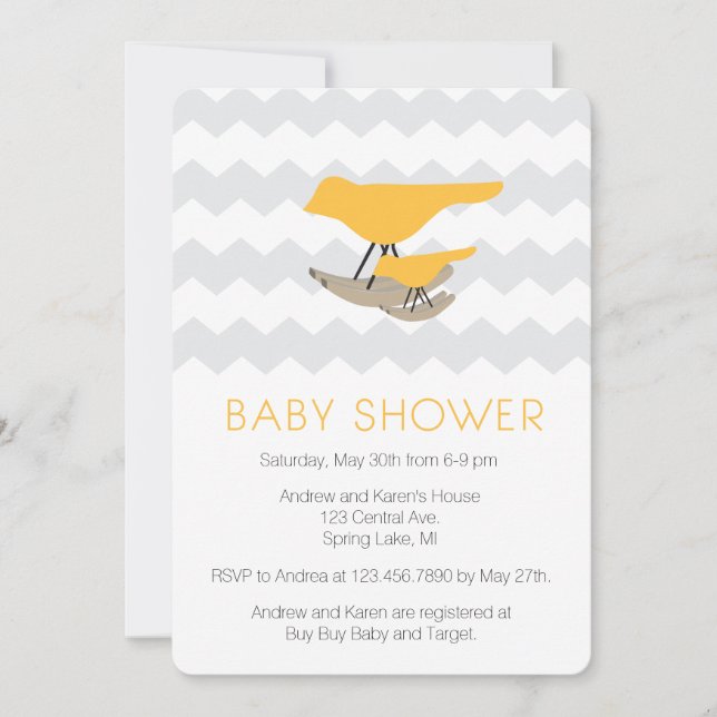 Mid century Modern Baby Shower Invitation (Front)