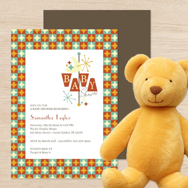 Mid Century Modern Baby Shower Invitation – Retro  (Retro Geometric Baby Shower Invite)