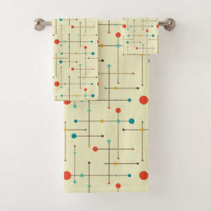 Mid-Century Modern Bath Towel, Eames Pattern Bath Towel Set