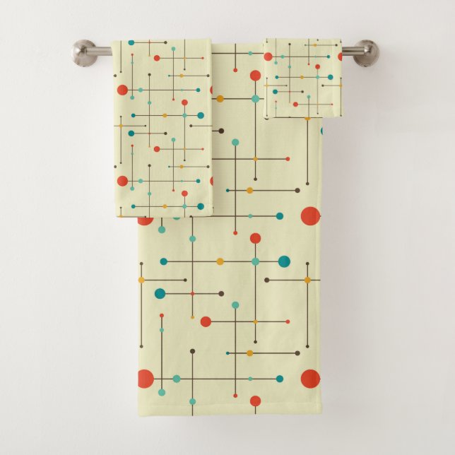 Mid-Century Modern Bath Towel, Eames Pattern Towel Set (Insitu)
