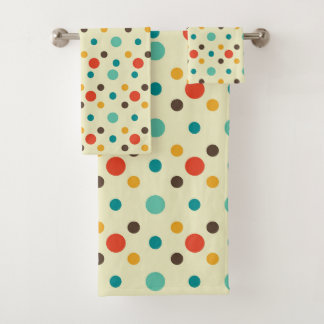 Mid-Century Modern Bath Towel, Polkadot Pattern Bath Towel Set