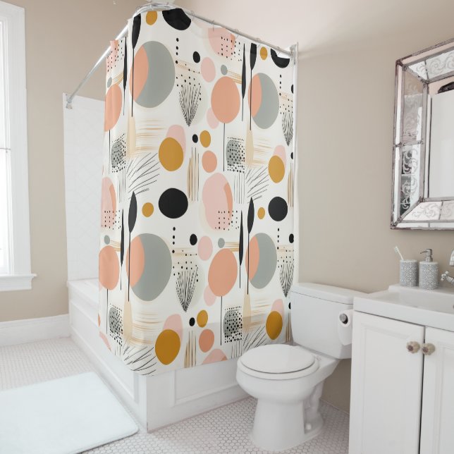 Mid Century Modern Bathroom Shower Curtain (In Situ)