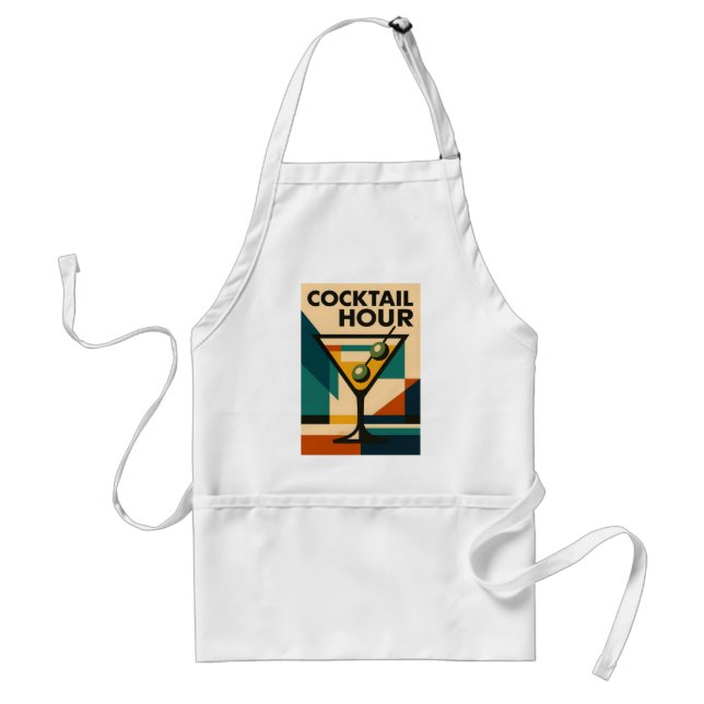 Mid Century Modern Bauhaus Cocktail Hour Martini Adult Apron (Front)