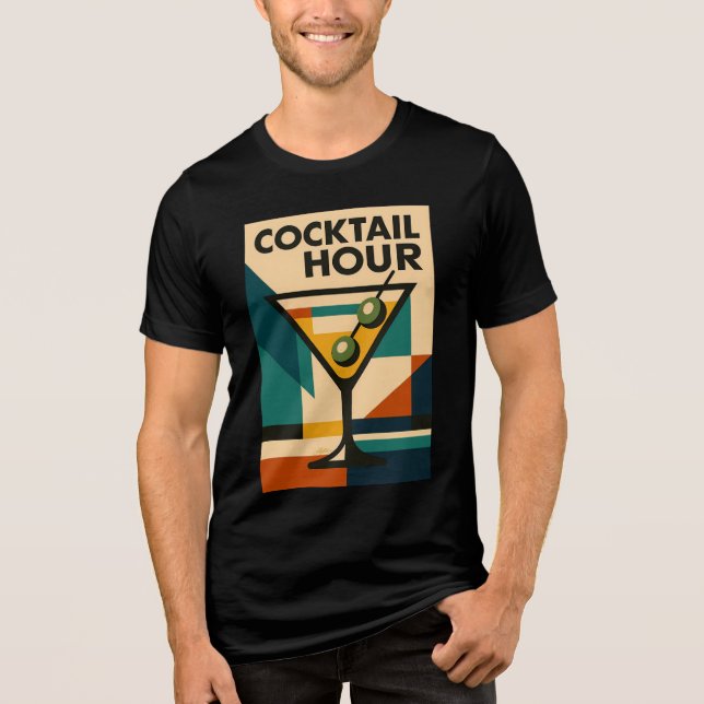 Mid Century Modern Bauhaus Cocktail Hour Martini Tri-Blend Shirt (Front)