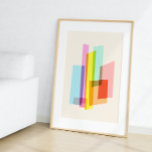 Mid-Century Modern Bauhaus Pastel Trendy Geometric Poster<br><div class="desc">Brighten your space with this modern abstract wall art featuring overlapping geometric color blocks in vibrant pastel and bold hues. The clean lines and minimalist design create a sense of depth and movement, perfect for contemporary and mid-century modern decor. Available as both printed and printable wall art, this piece is...</div>