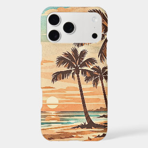 mid century modern beach Hawaii sunset palm trees  iPhone 17 Pro Max Case