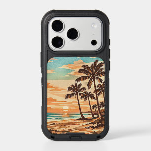 mid century modern beach Hawaii sunset palm trees iPhone 17 Pro Case