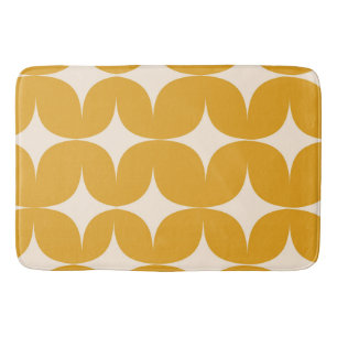 Mid Century Modern Beige Starbursts on Orange Bath Mat