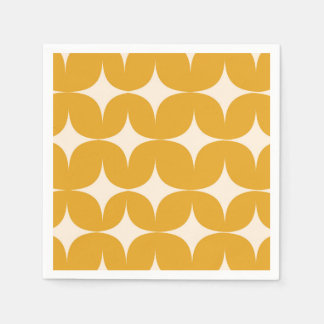 Mid Century Modern Beige Starbursts on Orange Napkins