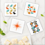 Mid Century Modern Birds Geometric Starburst Coaster Set<br><div class="desc">These mid century modern acrylic coasters will make it feel like you have original art on your coffee table! Add a pop of color to your room with these fabulous retro inspired coasters.</div>