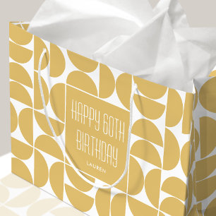 Mid-Century Modern Birthday Retro 60th Yellow Large Gift Bag