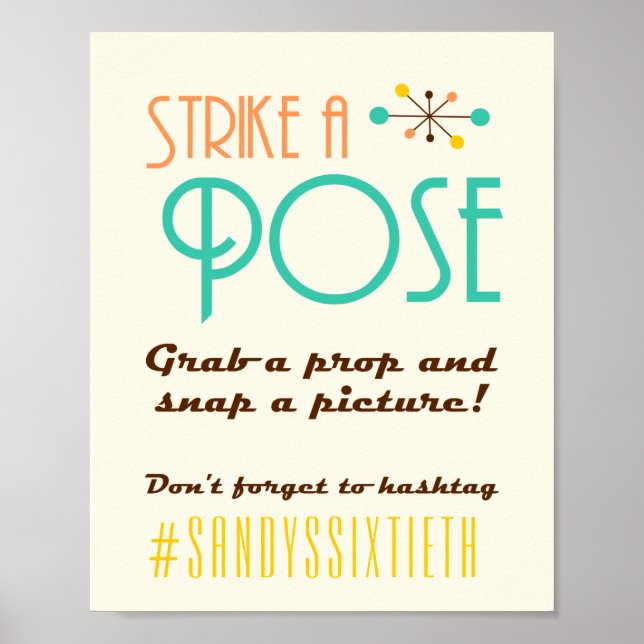 Mid Century Modern Birthday Theme Photo Booth Sign (Front)