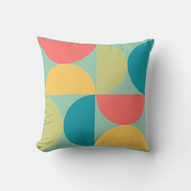 Mid Century Modern Bittersweet Mustard and Olive  Throw Pillow (Front)