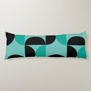 Mid-Century Modern Black and mint Body Pillow