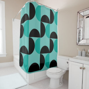 Mid-Century Modern Black and mint Shower Curtain