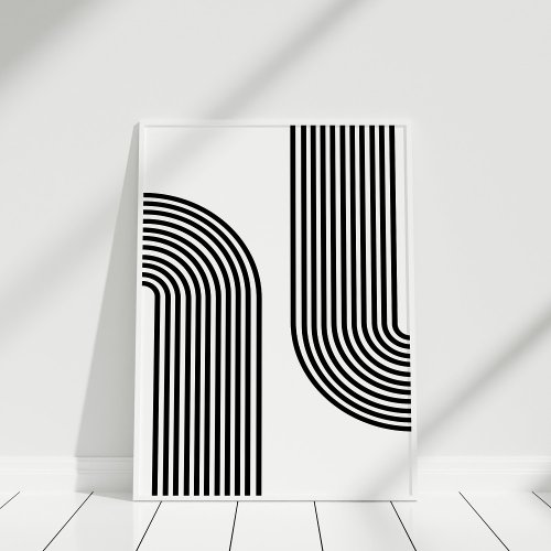 Mid Century Modern Black and White Abstract Art Poster