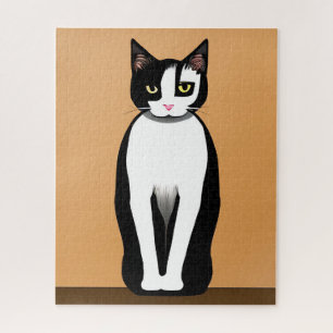 Mid Century Modern Black and White Cat Jigsaw Puzzle
