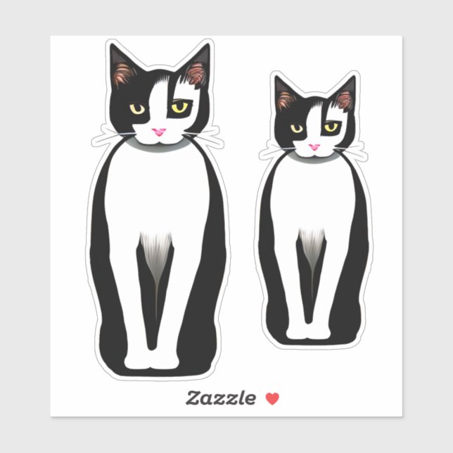 Mid Century Modern Black and White Cat Sticker (Sheet)