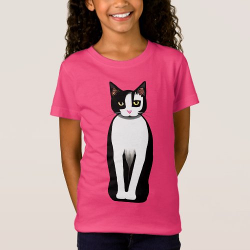 Mid Century Modern Black and White Cat T_Shirt