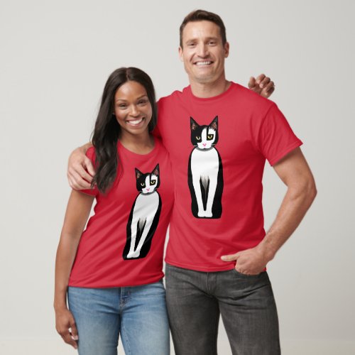 Mid Century Modern Black and White Cat T_Shirt