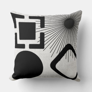 Mid Century Modern Black and White Pillow