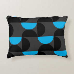 Mid-Century Modern Black blue and Gray    Accent Pillow