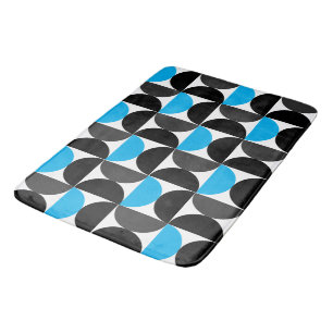 Mid-Century Modern Black blue and Gray Bath Mat