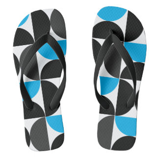 Mid-Century Modern Black blue and Gray Flip Flops