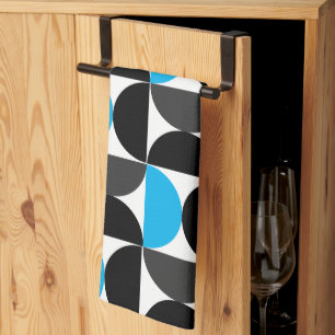 Mid-Century Modern Black blue and Gray        Kitchen Towel