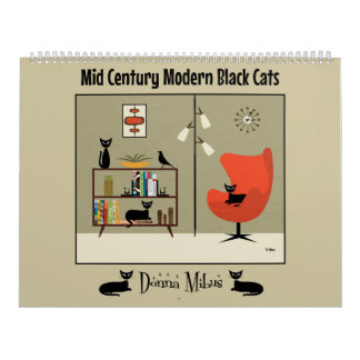 Mid Century Modern Black Cats Calendar