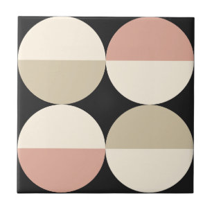 Mid Century Modern black circles geometric pattern Ceramic Tile