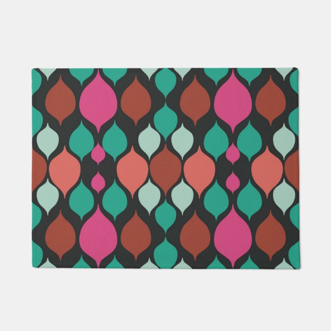 Mid Century Modern Black Geometric  Bath Mat (Front)