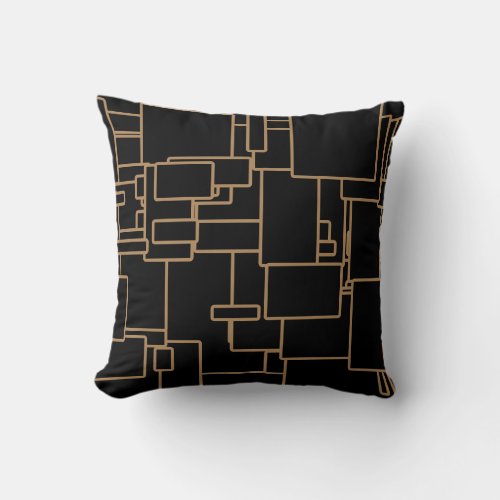 Mid Century Modern Black  Gold Throw Pillow