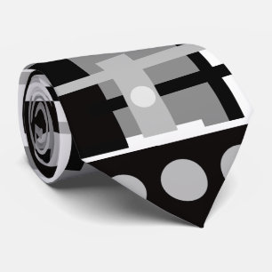 Mid Century Modern Black, Grey White Abstract Neck Tie