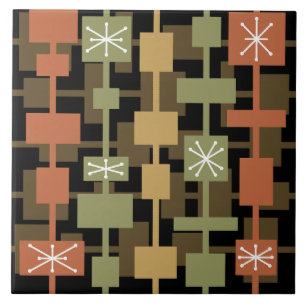 Mid Century Modern Black Multicolored Ceramic Tile