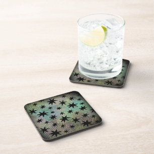 Mid Century Modern Black Stars Beverage Coaster