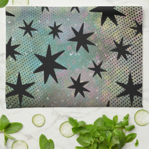 Mid Century Modern Black Stars Kitchen Towel