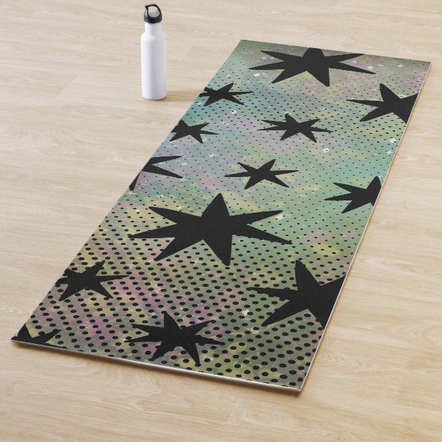 Mid Century Modern Black Stars Yoga Mat (In Situ)
