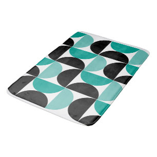 Mid-Century Modern Black white and mint Bath Mat
