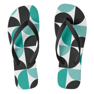 Mid-Century Modern Black white and mint Flip Flops