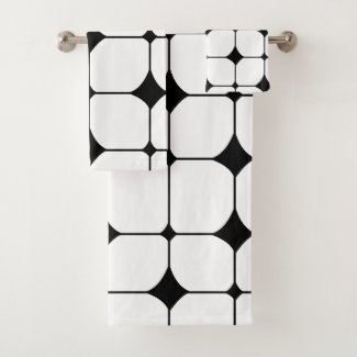 Mid Century Modern Black White Geometric Pattern  